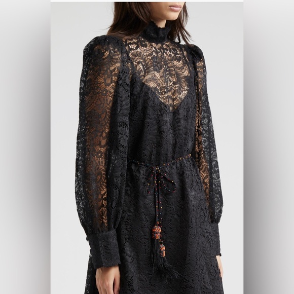 Farm Rio Lace Tie Belt Long Sleeve Dress, BRAND NEW , Size Small, $360 - Picture 7 of 12